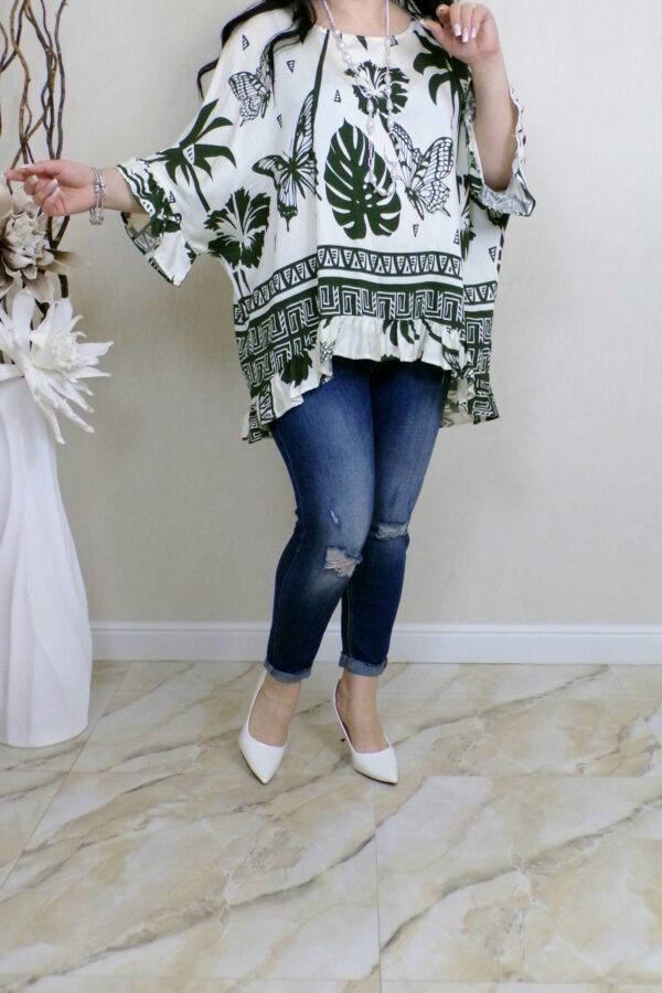 BLUZA IVONE kaki/alb